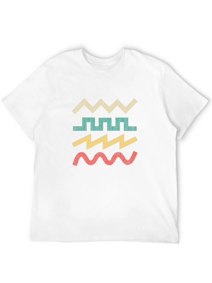 Retro Geometric Wave T-Shirt - Cool Graphic Tee
