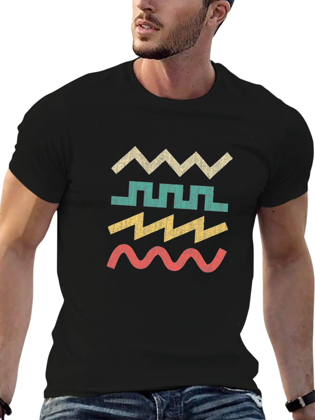 Retro Geometric Wave T-Shirt - Cool Graphic Tee