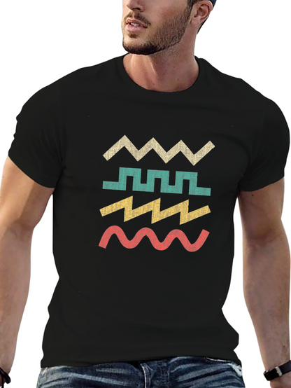 Retro Geometric Wave T-Shirt - Cool Graphic Tee