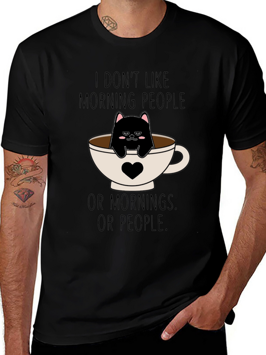 Grumpy Cat Coffee T-Shirt - I Dont Like Morning People