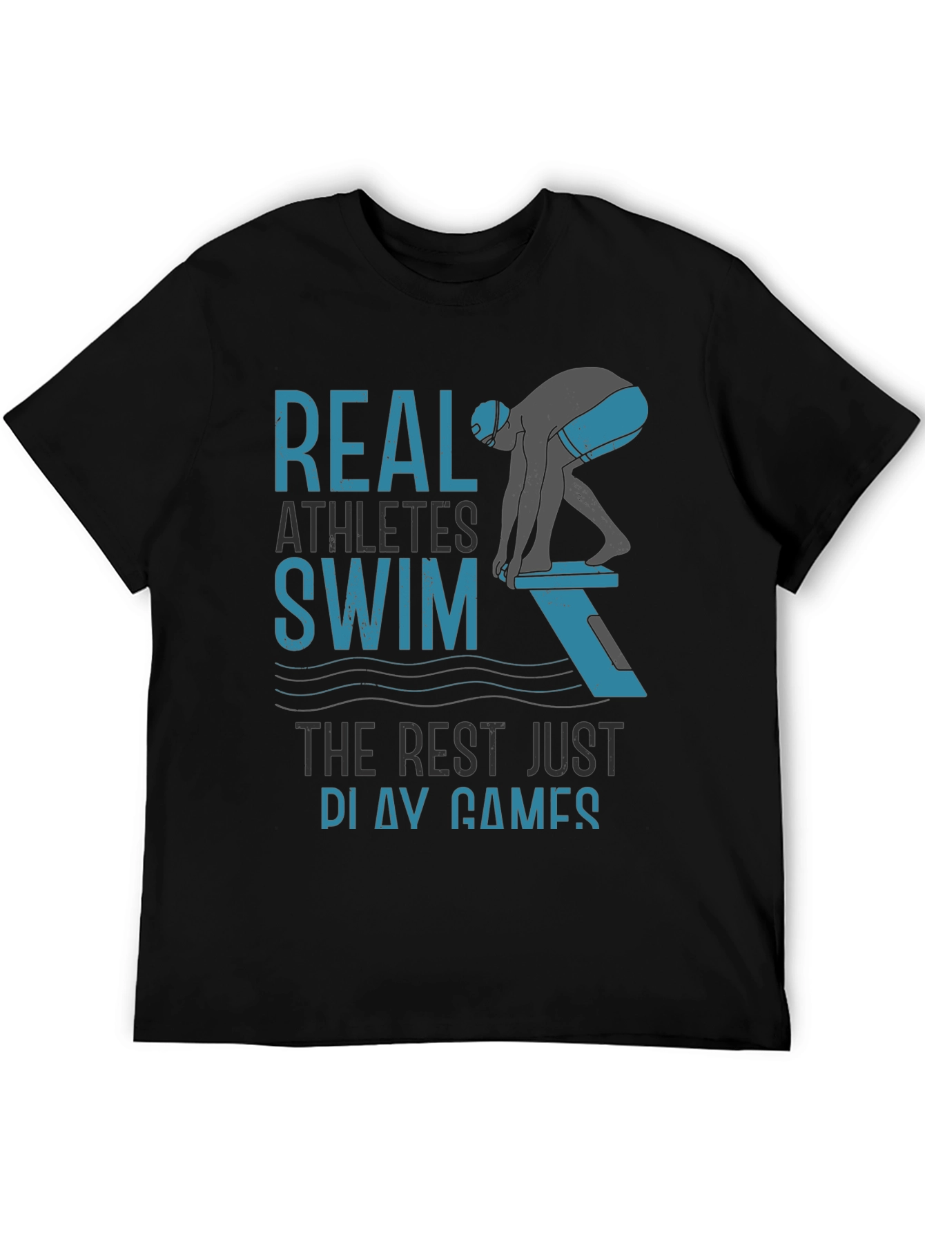 Real Athletes Swim T-Shirt - Black Cotton Tee