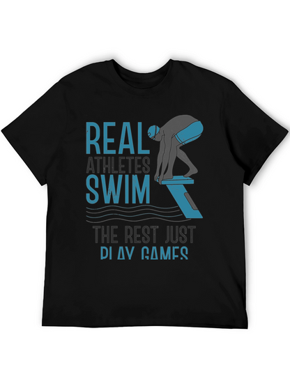 Real Athletes Swim T-Shirt - Black Cotton Tee