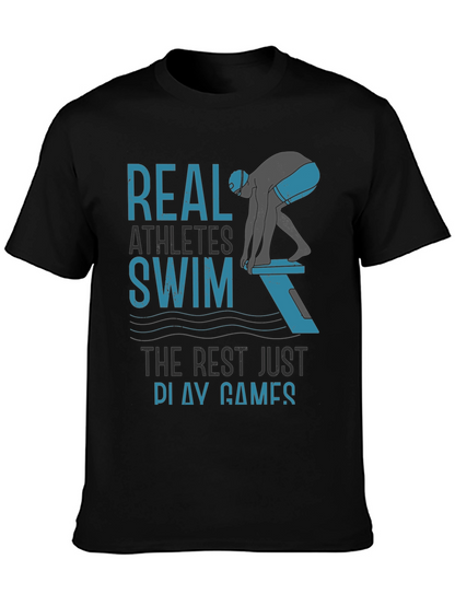 Real Athletes Swim T-Shirt - Black Cotton Tee