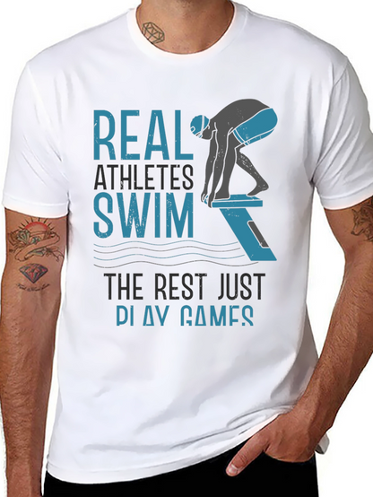 Real Athletes Swim T-Shirt - Black Cotton Tee