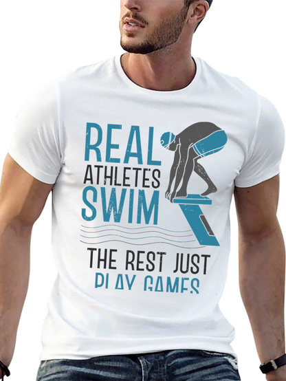 Real Athletes Swim T-Shirt - Black Cotton Tee