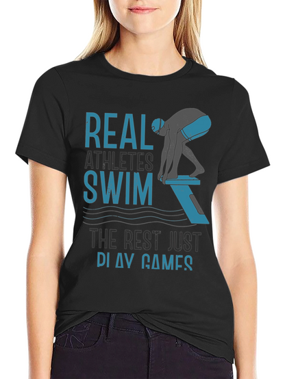Real Athletes Swim T-Shirt - Black Cotton Tee