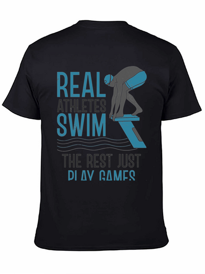 Real Athletes Swim T-Shirt - Black Cotton Tee