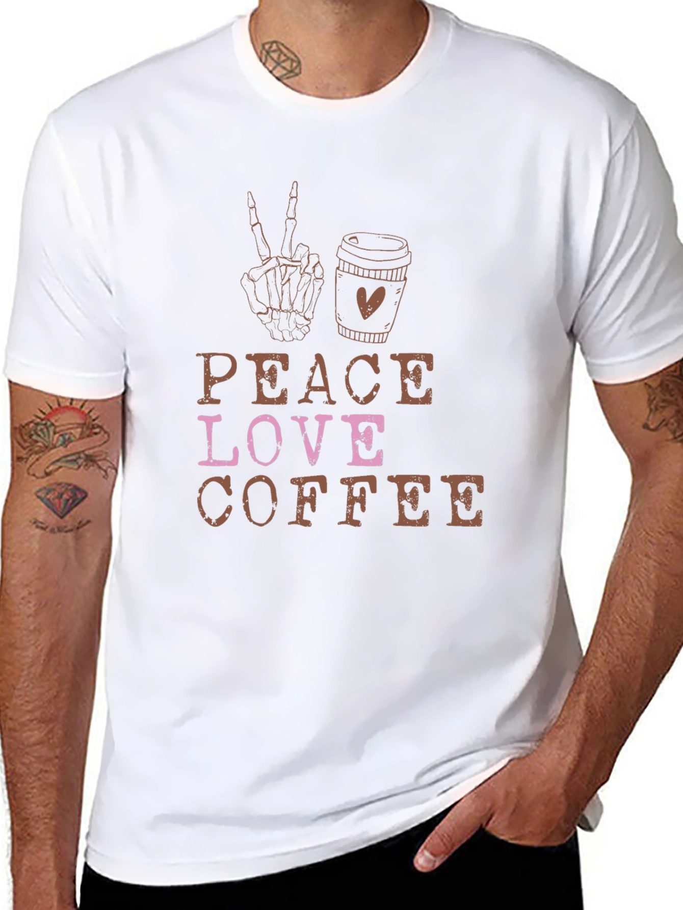 Peace Love Coffee Black Graphic Tee