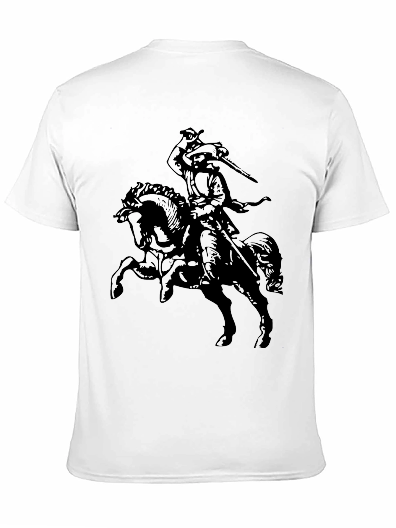 Black T-Shirt with Horse Rider Graphic