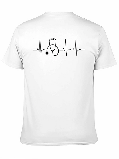 Heartbeat Stethoscope Black T-Shirt