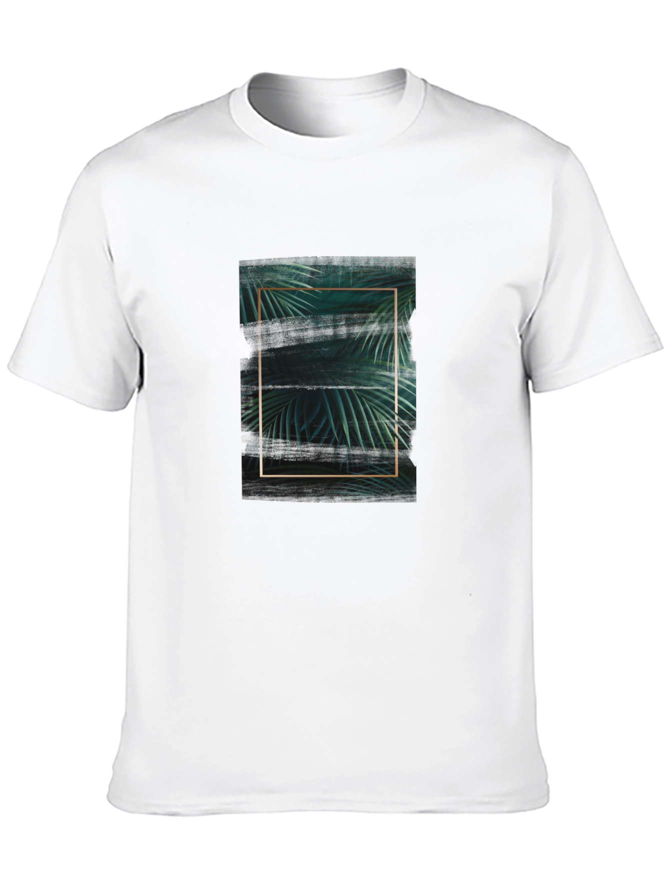 Stylish Black Tee with Tropical Leaf Graphic