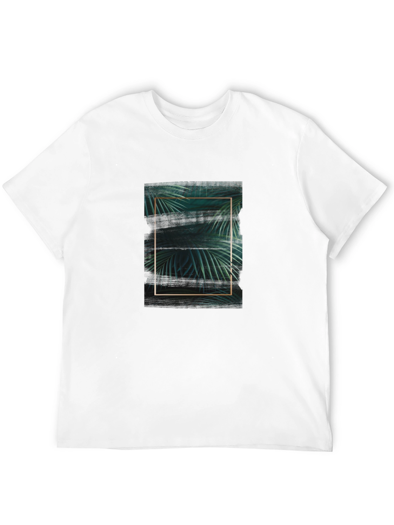 Stylish Black Tee with Tropical Leaf Graphic