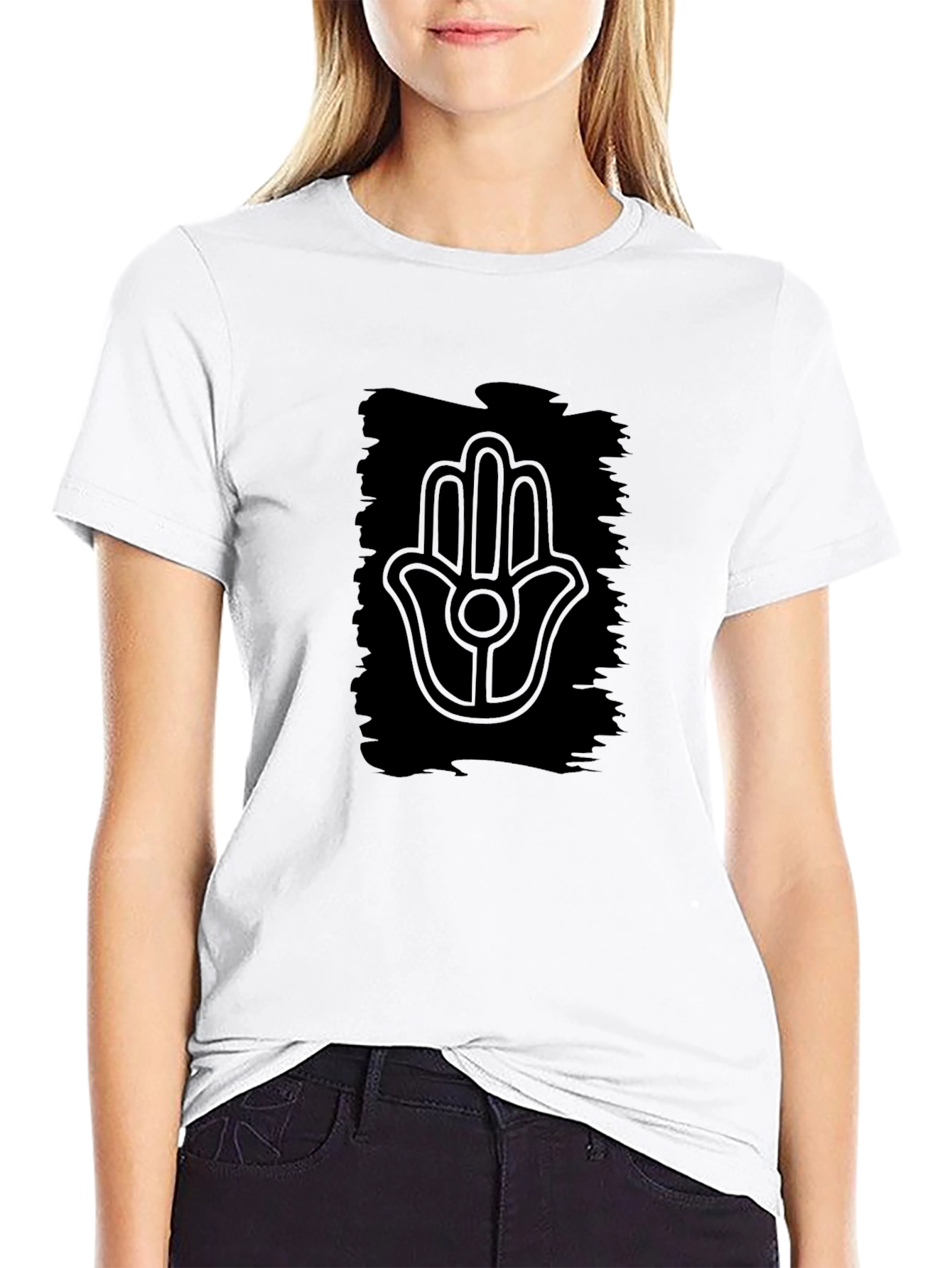 Hamsa Hand Graphic Black T-Shirt