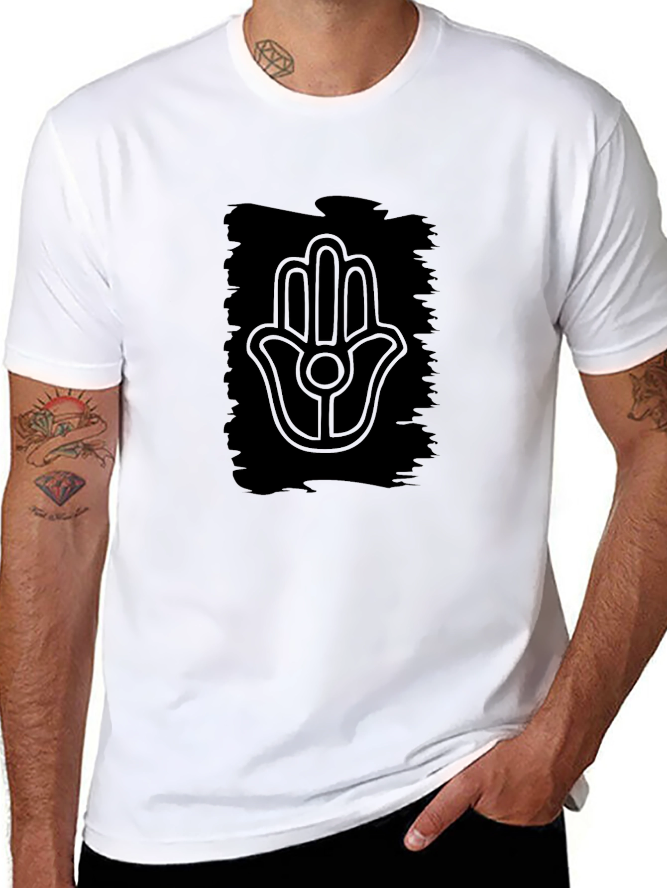 Hamsa Hand Graphic Black T-Shirt