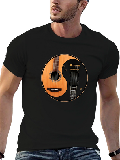 Yin Yang Guitar T-Shirt - Acoustic and Electric Harmony