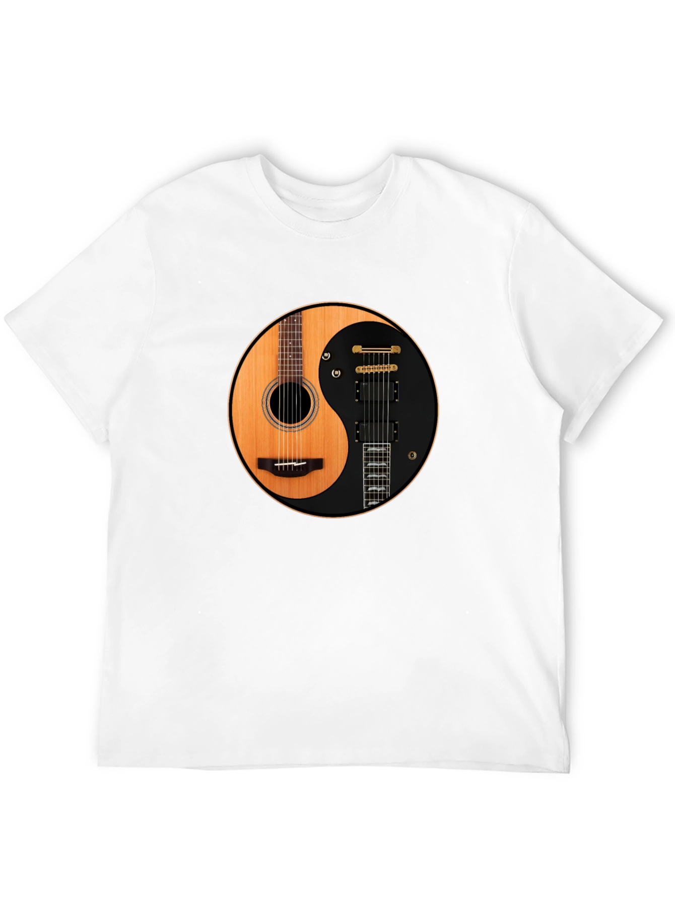 Yin Yang Guitar T-Shirt - Acoustic and Electric Harmony