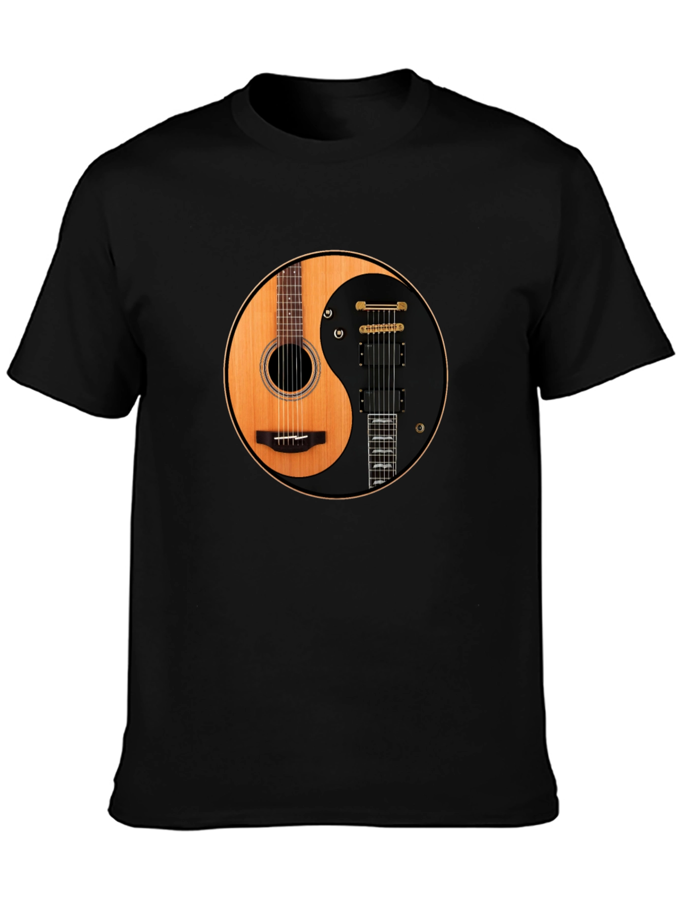 Yin Yang Guitar T-Shirt - Acoustic and Electric Harmony
