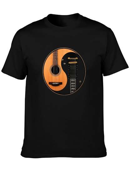 Yin Yang Guitar T-Shirt - Acoustic and Electric Harmony