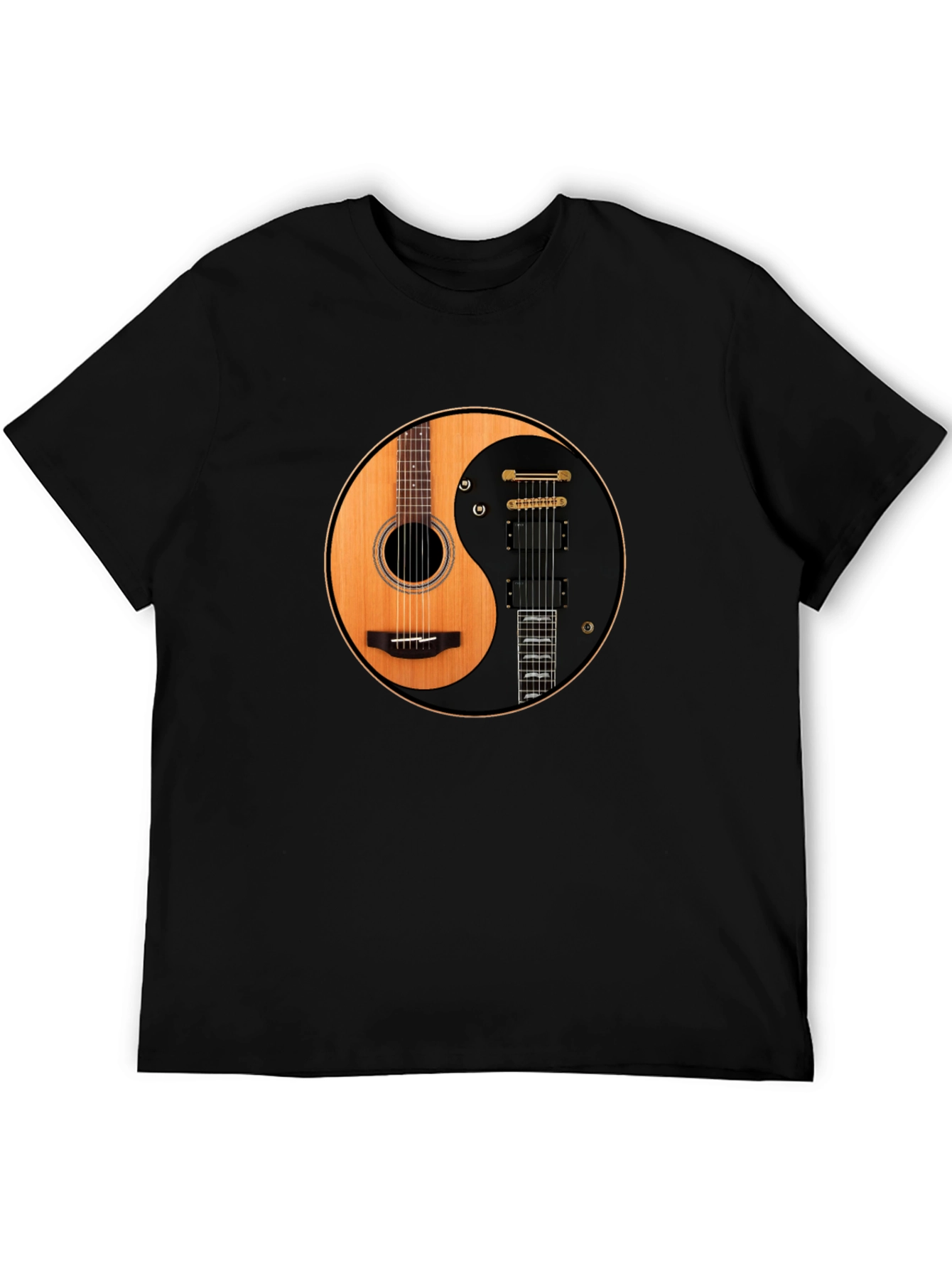 Yin Yang Guitar T-Shirt - Acoustic and Electric Harmony
