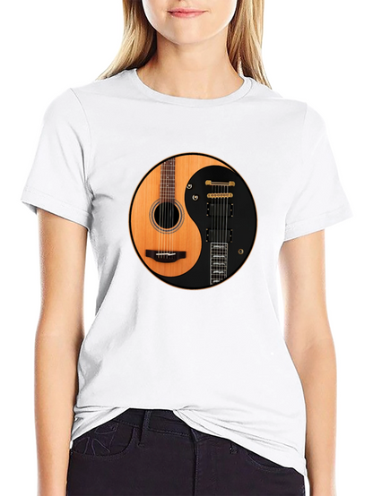 Yin Yang Guitar T-Shirt - Acoustic and Electric Harmony