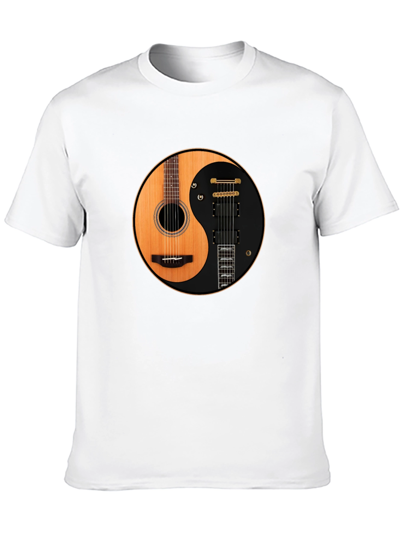 Yin Yang Guitar T-Shirt - Acoustic and Electric Harmony