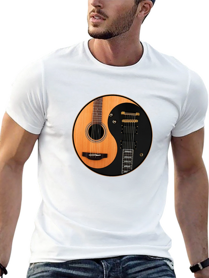 Yin Yang Guitar T-Shirt - Acoustic and Electric Harmony