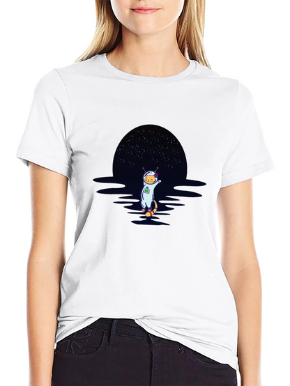Cat Astronaut Graphic T-Shirt - Black
