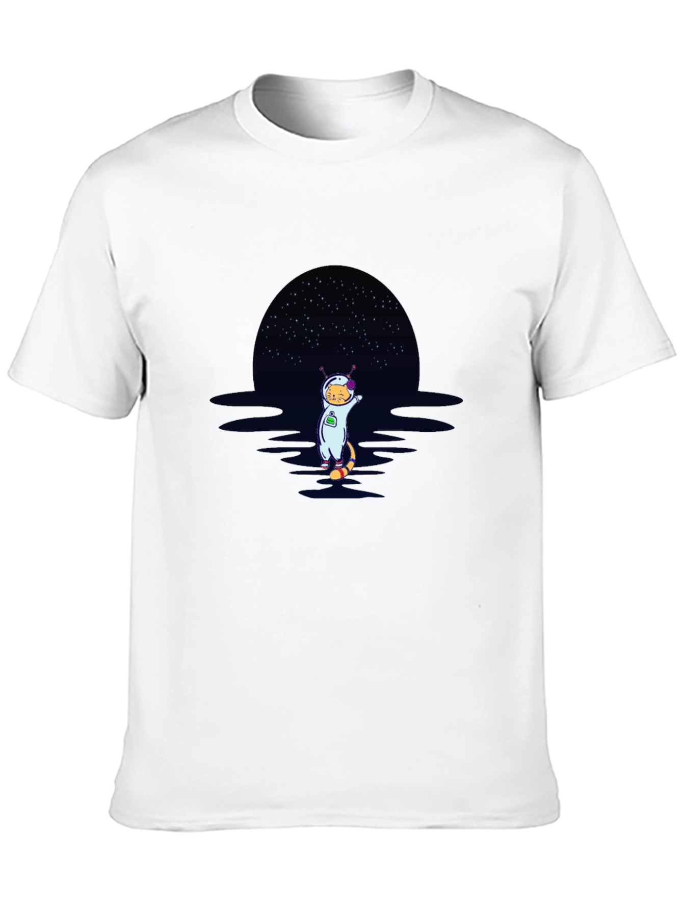 Cat Astronaut Graphic T-Shirt - Black