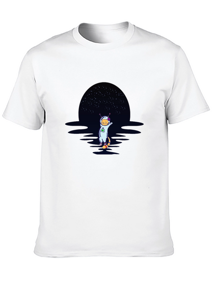 Cat Astronaut Graphic T-Shirt - Black