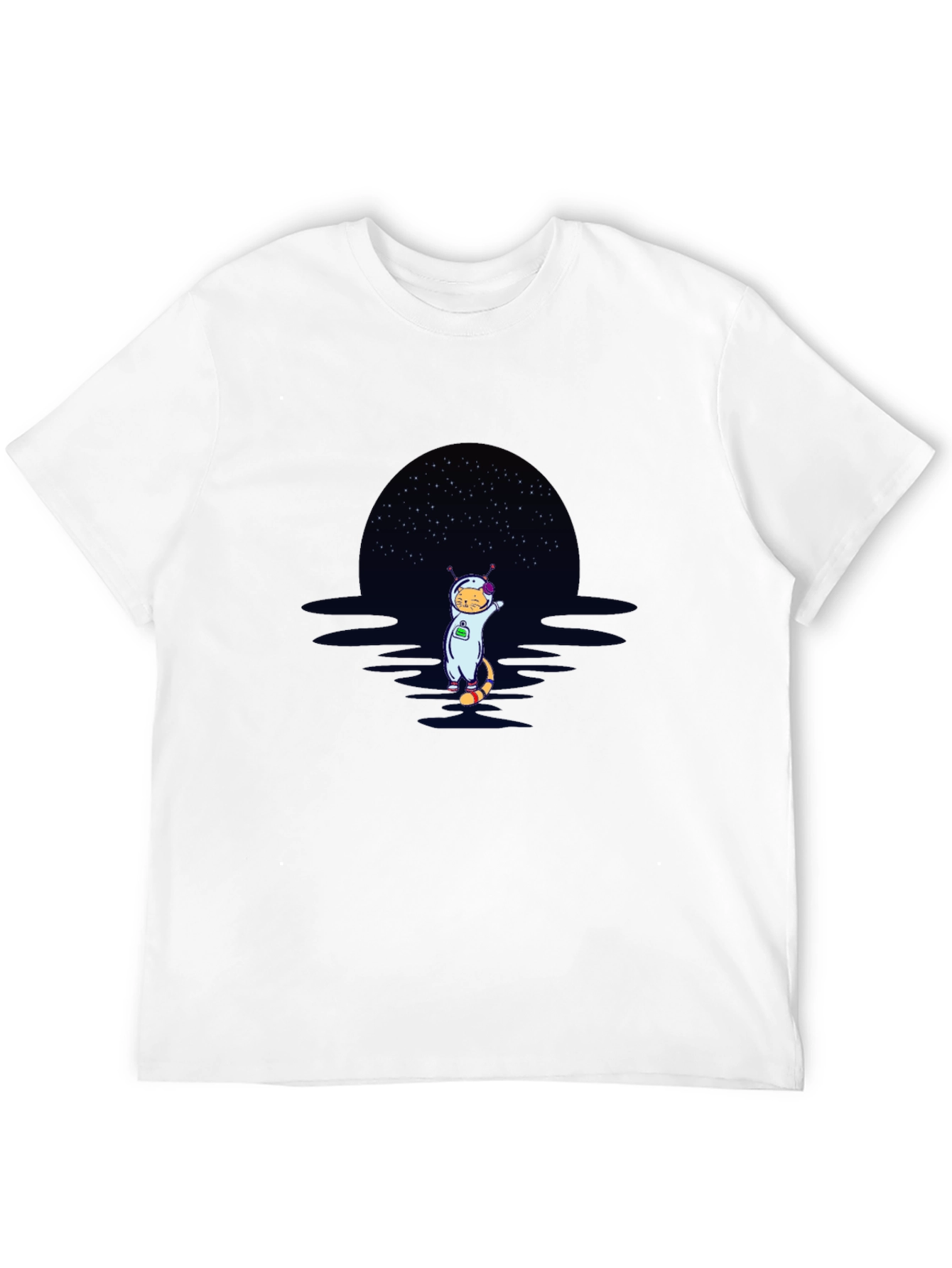 Cat Astronaut Graphic T-Shirt - Black