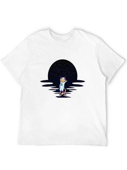 Cat Astronaut Graphic T-Shirt - Black