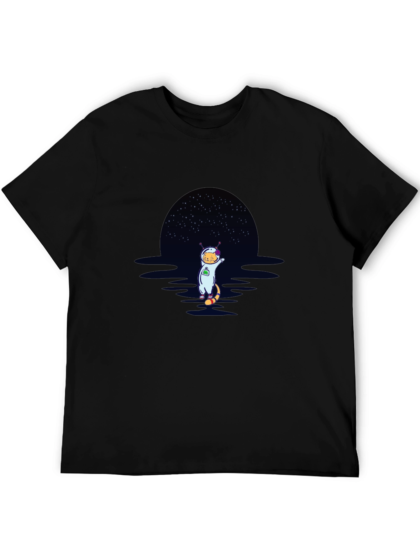 Cat Astronaut Graphic T-Shirt - Black