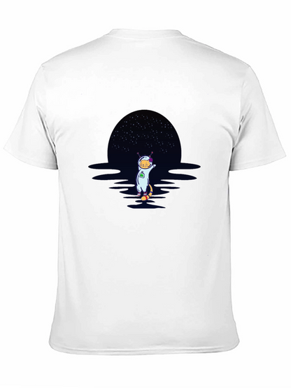 Cat Astronaut Graphic T-Shirt - Black