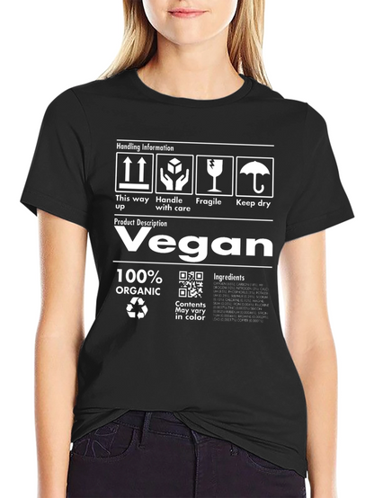 Vegan 100% Organic Handling Information Black T-Shirt