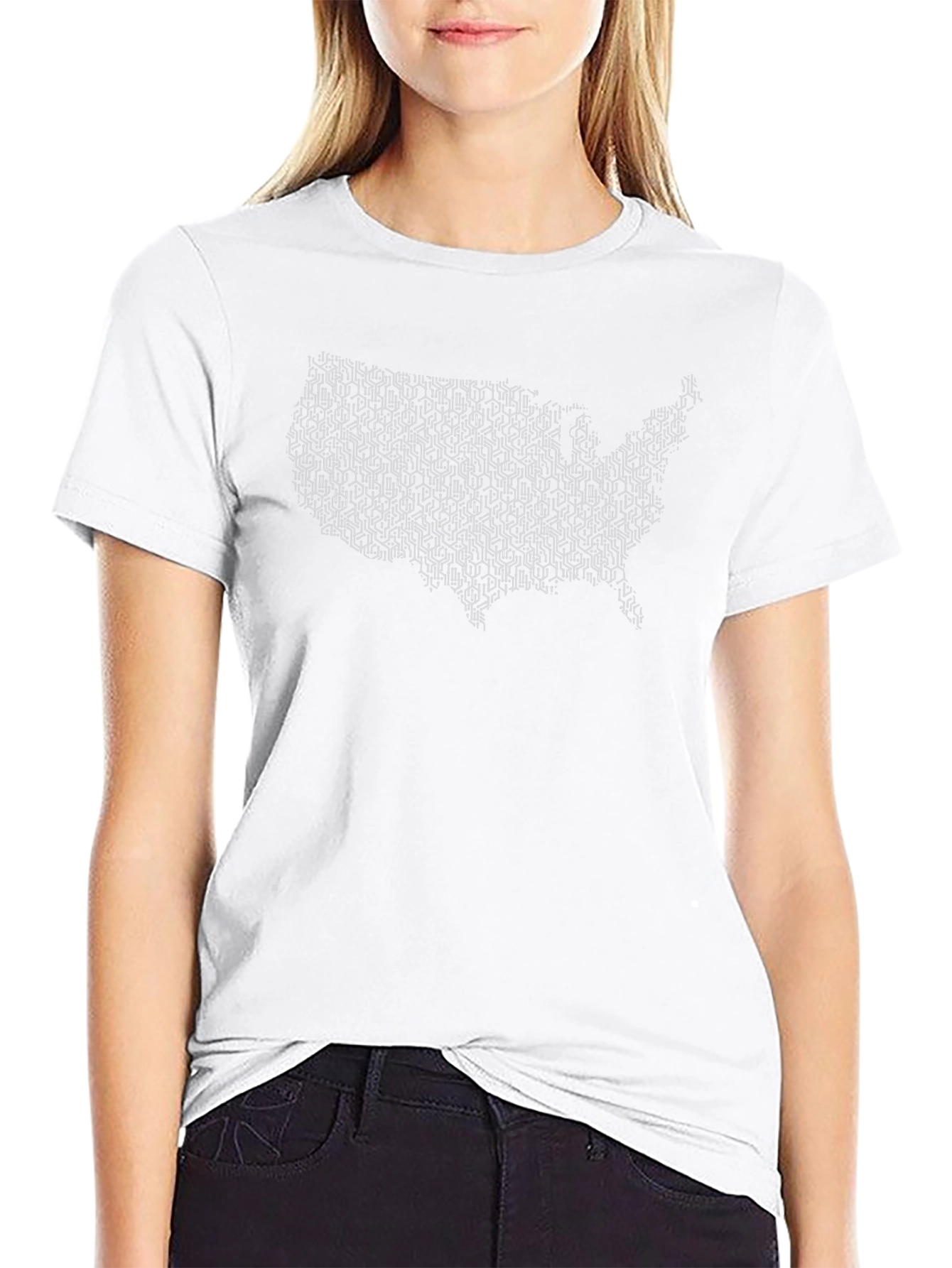 USA Map Patterned Graphic T-Shirt