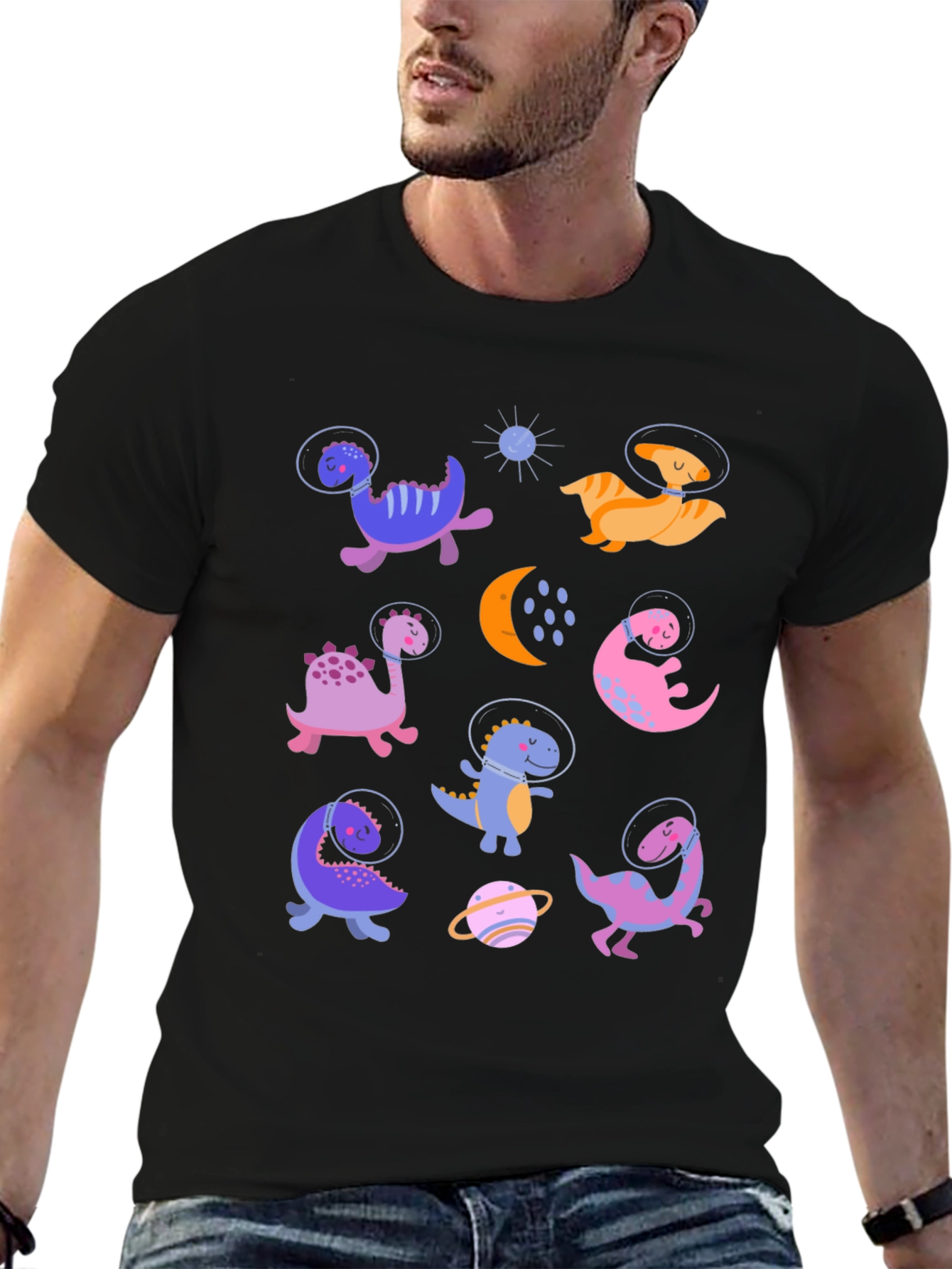 Dino Astronauts Graphic Tee - Black