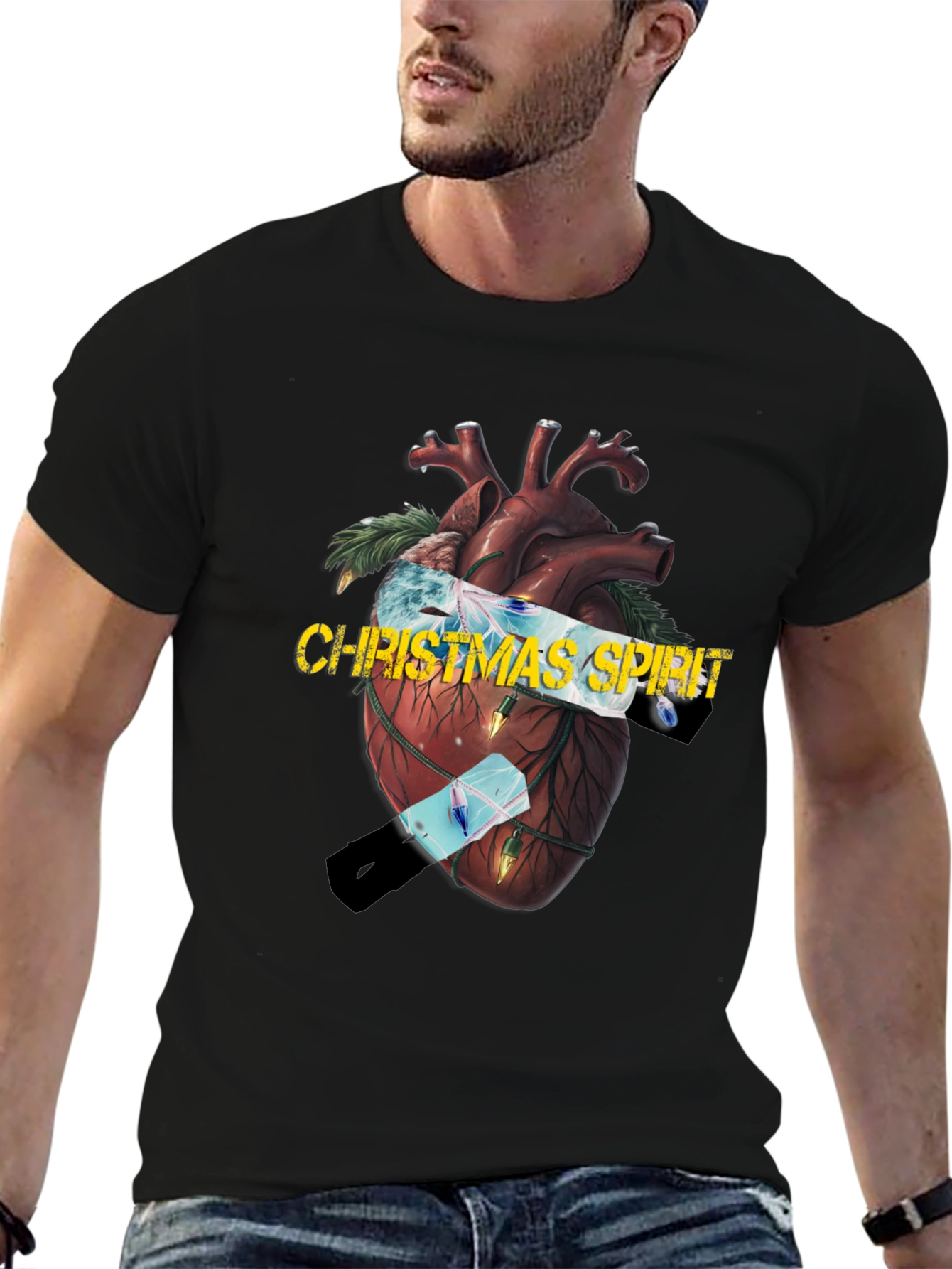 Christmas Spirit Heart Graphic Tee