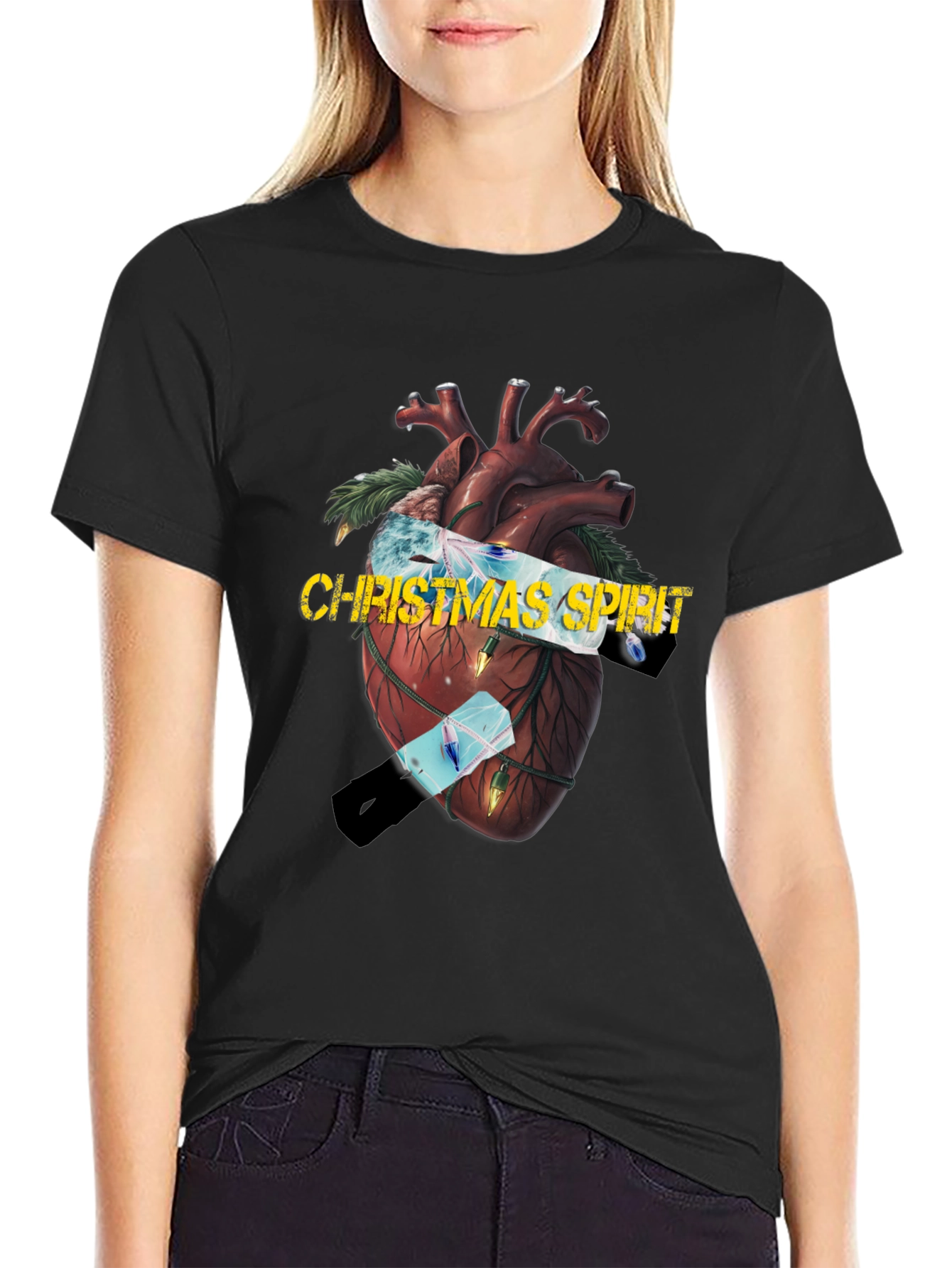 Christmas Spirit Heart Graphic Tee
