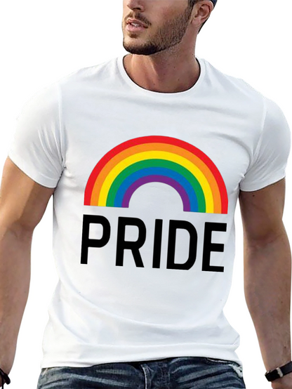Pride Rainbow Graphic Tee - Black Cotton Casual Shirt