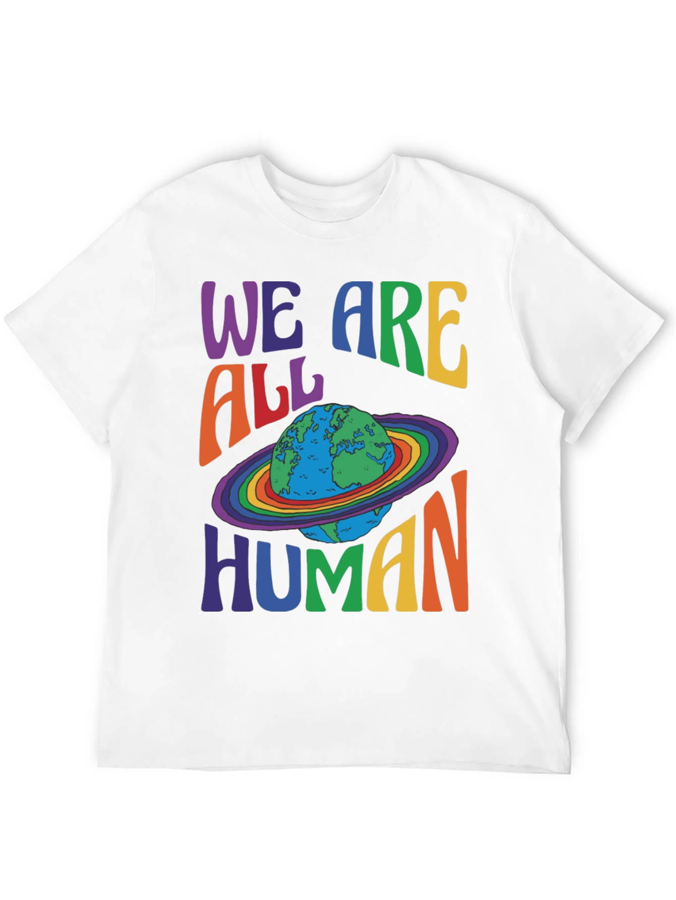 We Are All Human Earth Planet Rainbow Pride T-Shirt