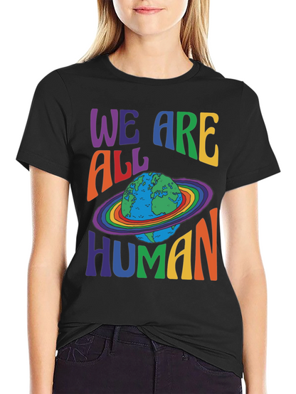 We Are All Human Earth Planet Rainbow Pride T-Shirt
