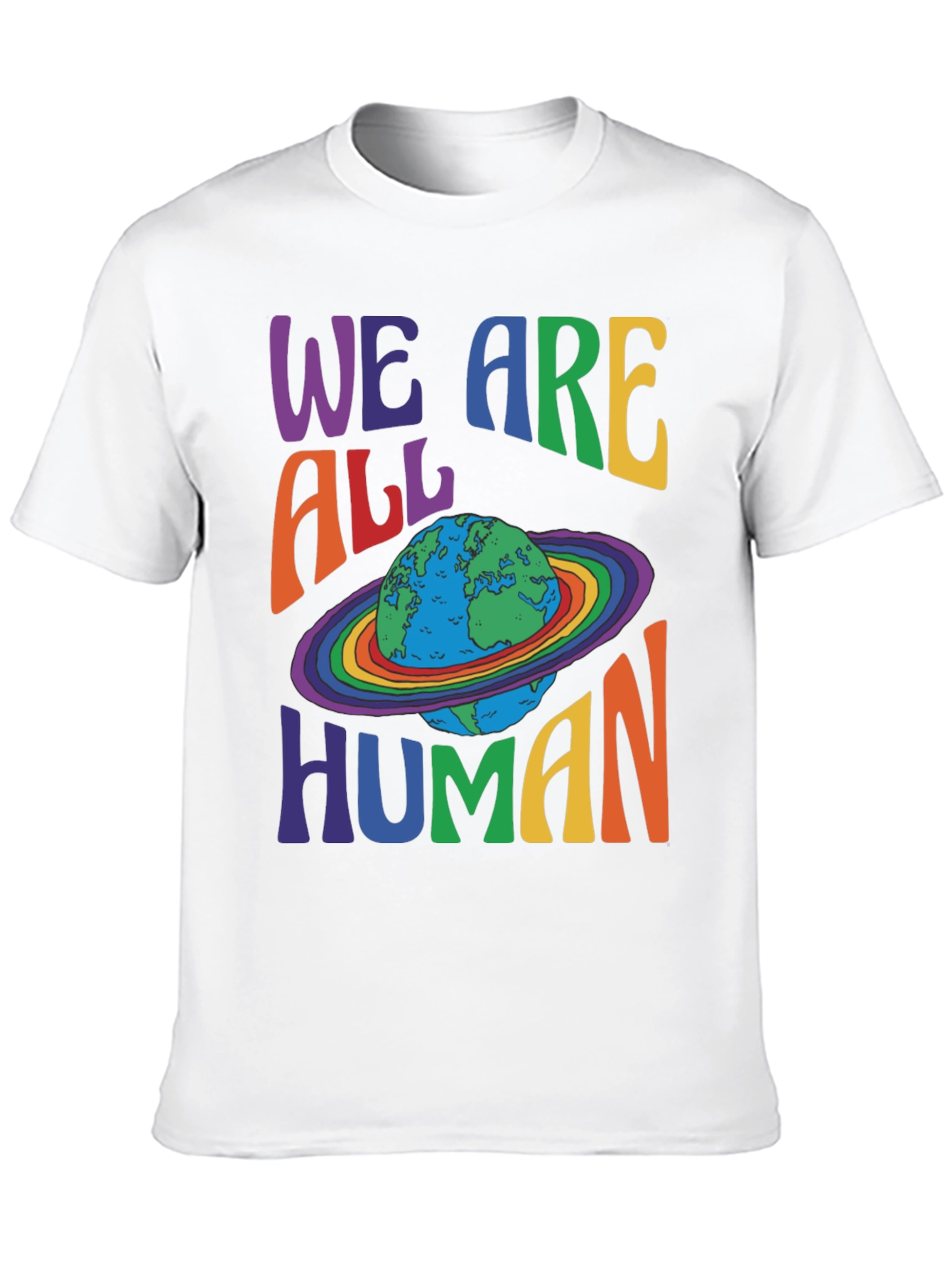 We Are All Human Earth Planet Rainbow Pride T-Shirt