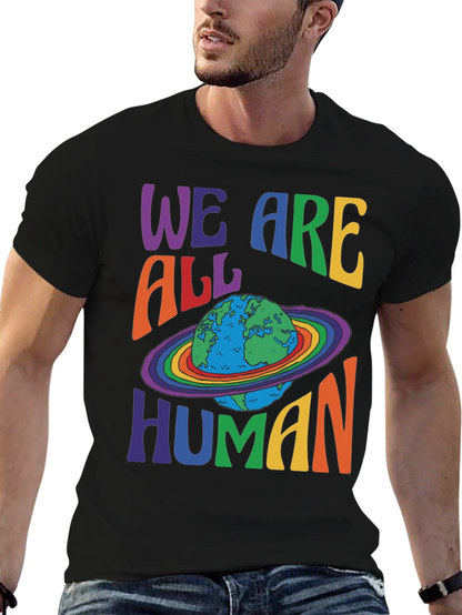 We Are All Human Earth Planet Rainbow Pride T-Shirt