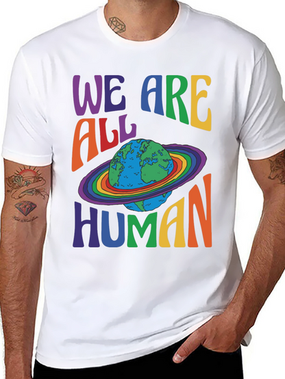 We Are All Human Earth Planet Rainbow Pride T-Shirt