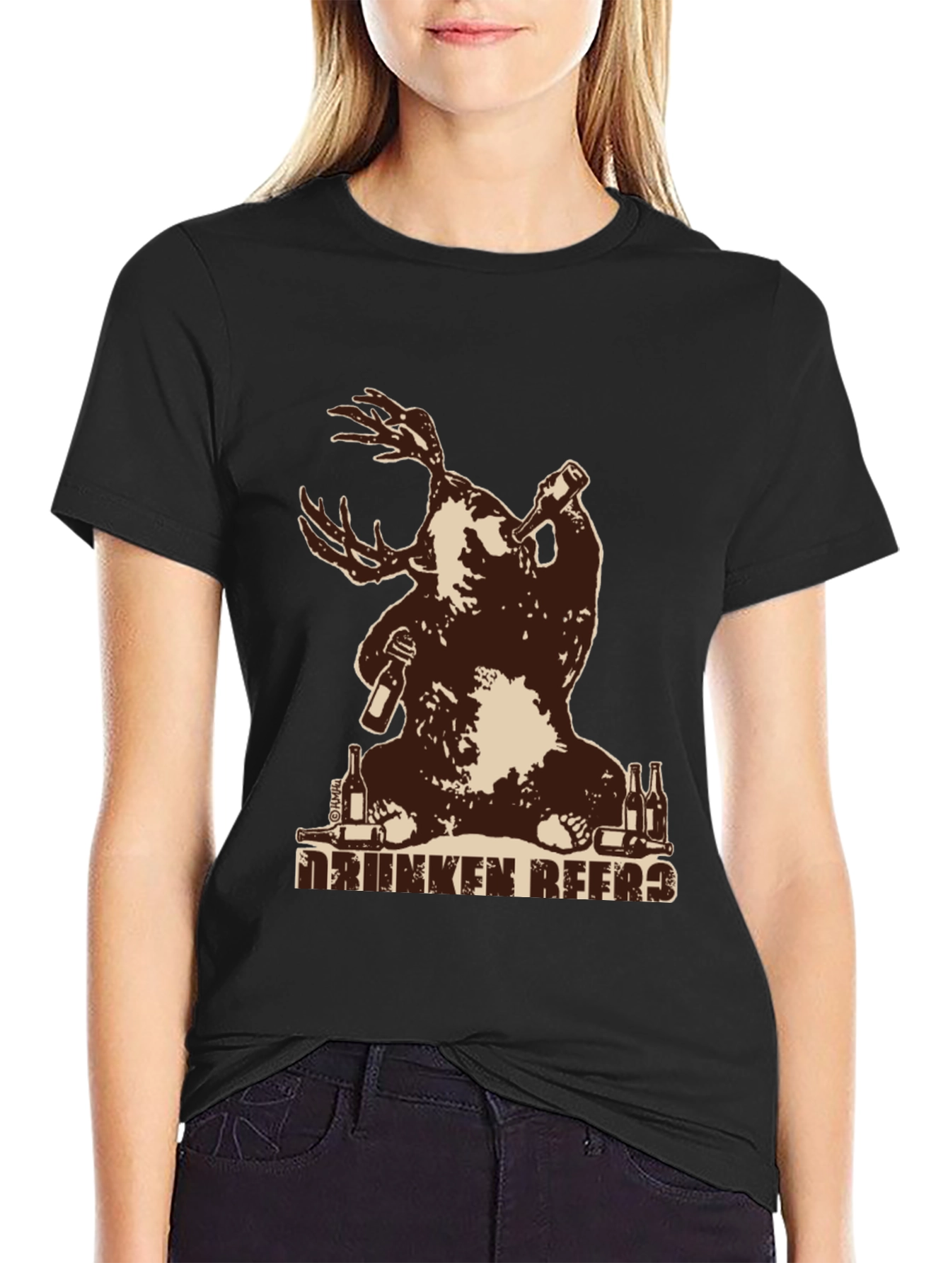 Drunken Beer Moose Graphic T-Shirt