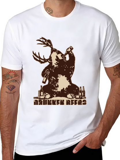 Drunken Beer Moose Graphic T-Shirt