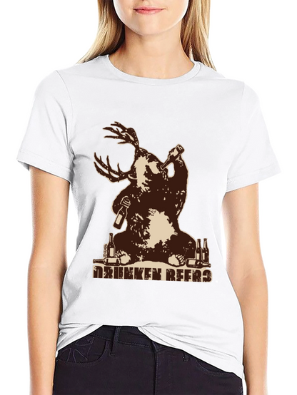 Drunken Beer Moose Graphic T-Shirt
