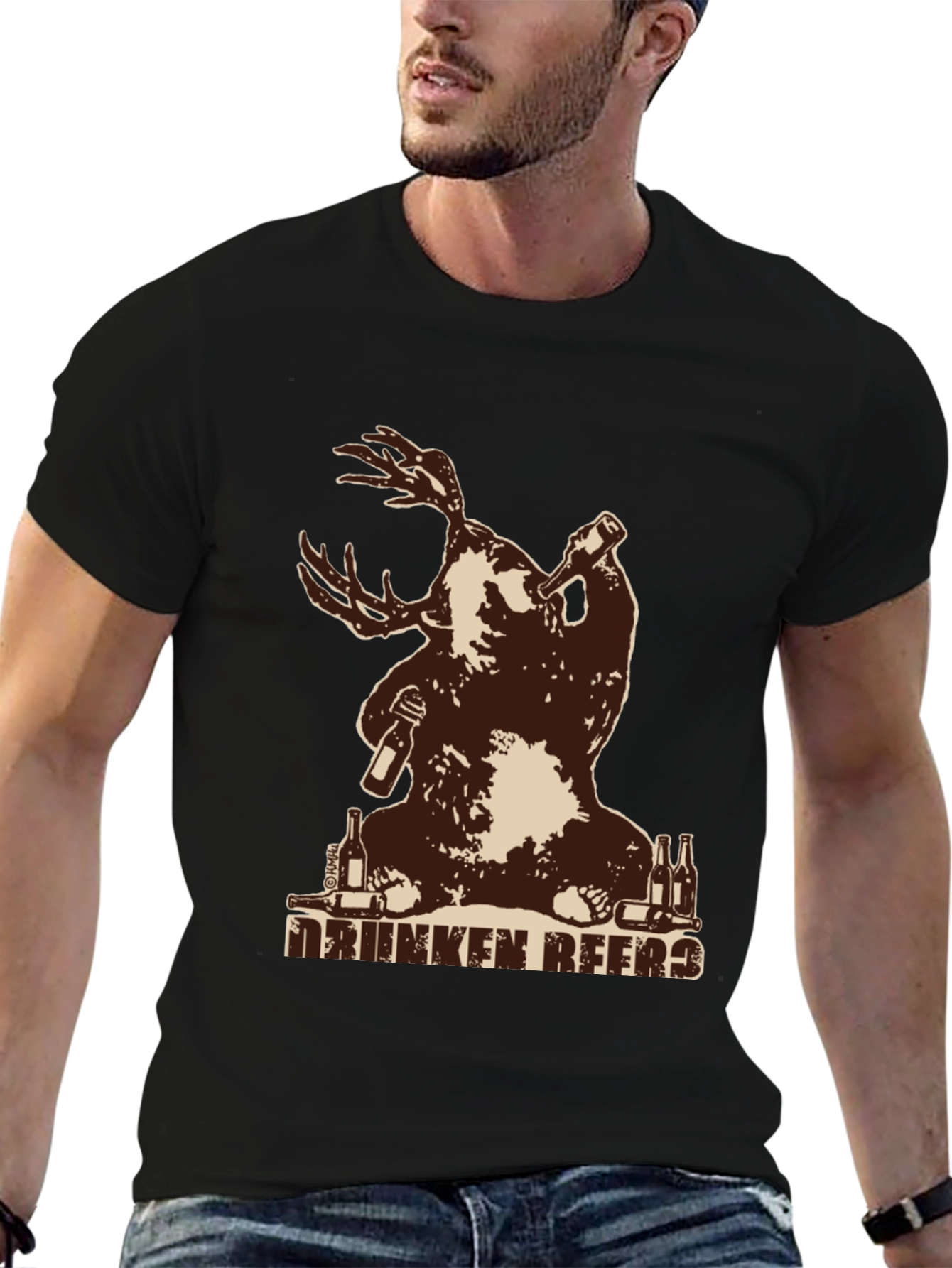 Drunken Beer Moose Graphic T-Shirt