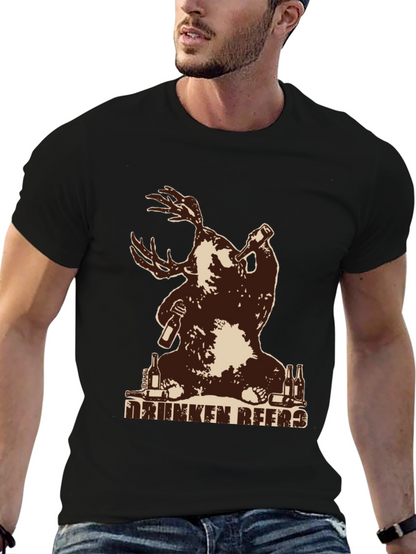 Drunken Beer Moose Graphic T-Shirt