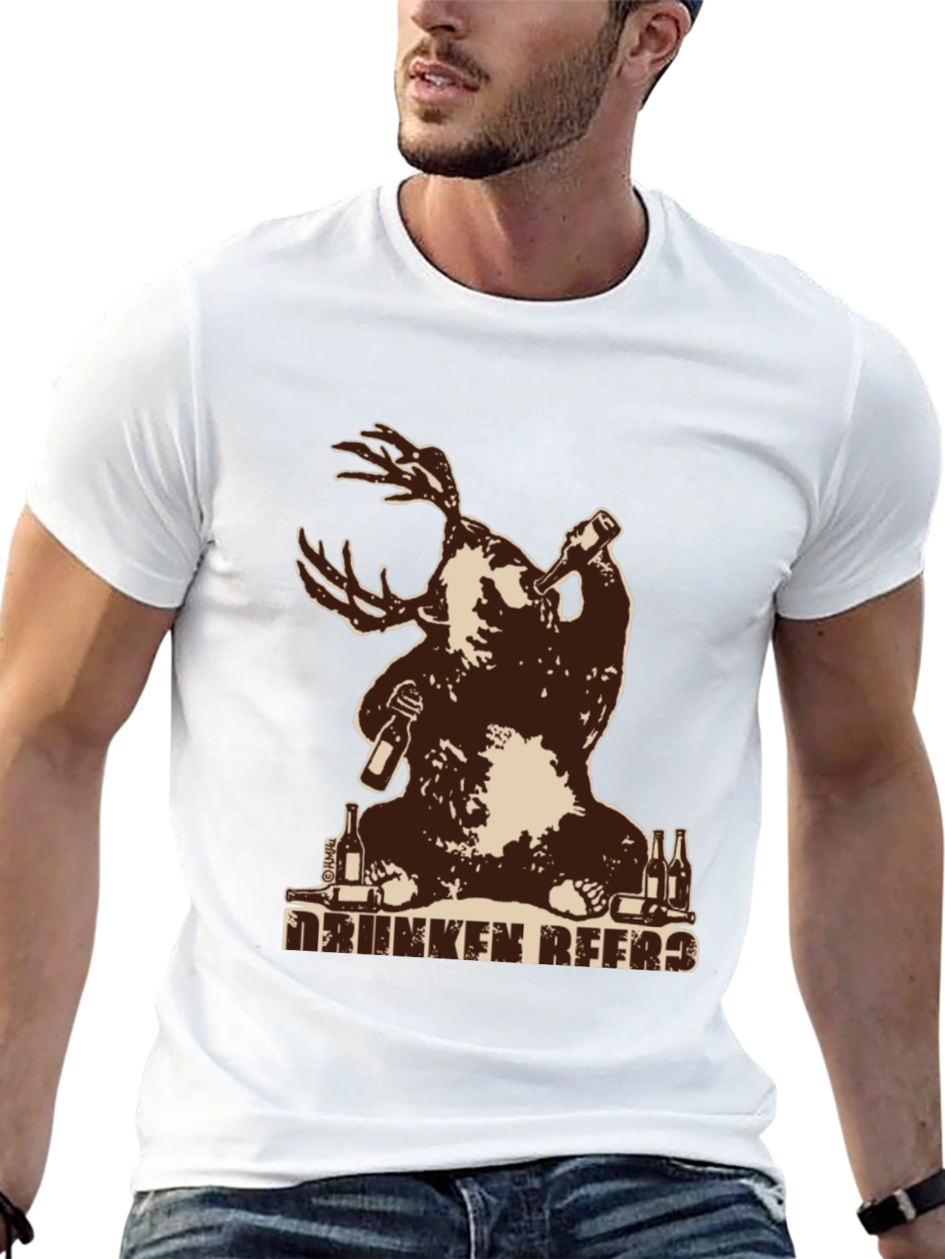 Drunken Beer Moose Graphic T-Shirt